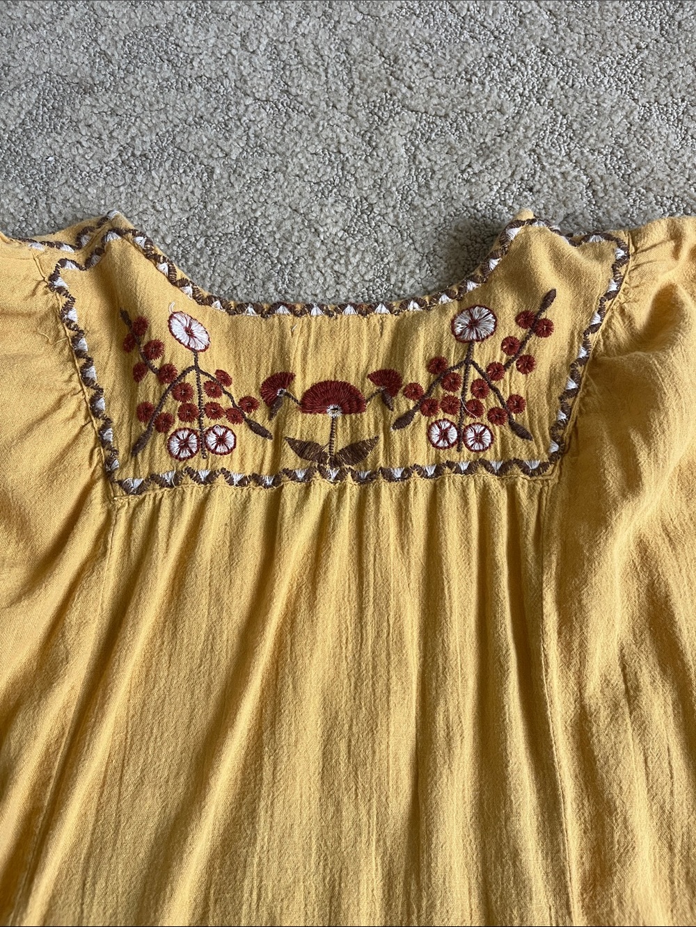 Boho Mustard Embroidered Peasant Top - Brand: Max Studio - Picture 6 of 10